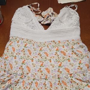 Floral Lace Summer Dress With Open Back